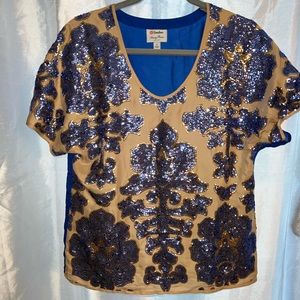 Neiman Marcus Tracy Reese x Target sequin top royal blue and nude